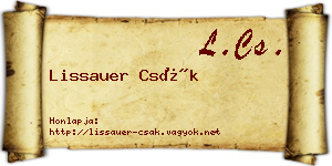 Lissauer Csák névjegykártya